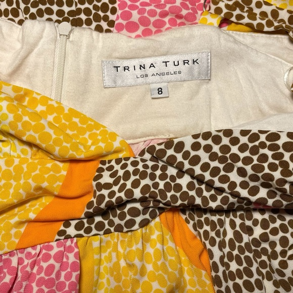 Trina Turk polka dot slip dress sz 8 multi color midi - Picture 3 of 10
